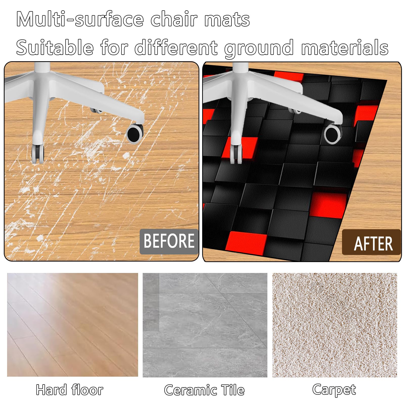RxueSug Floor Protector Mat for Office Home Computer Gaming Chair Mat Carpet Protector Chair Mat Large Office Chair Mat for Hard Floor Non-slip Desk Chair Mat for Carpet Floors 70 x 100 cm - Image 4