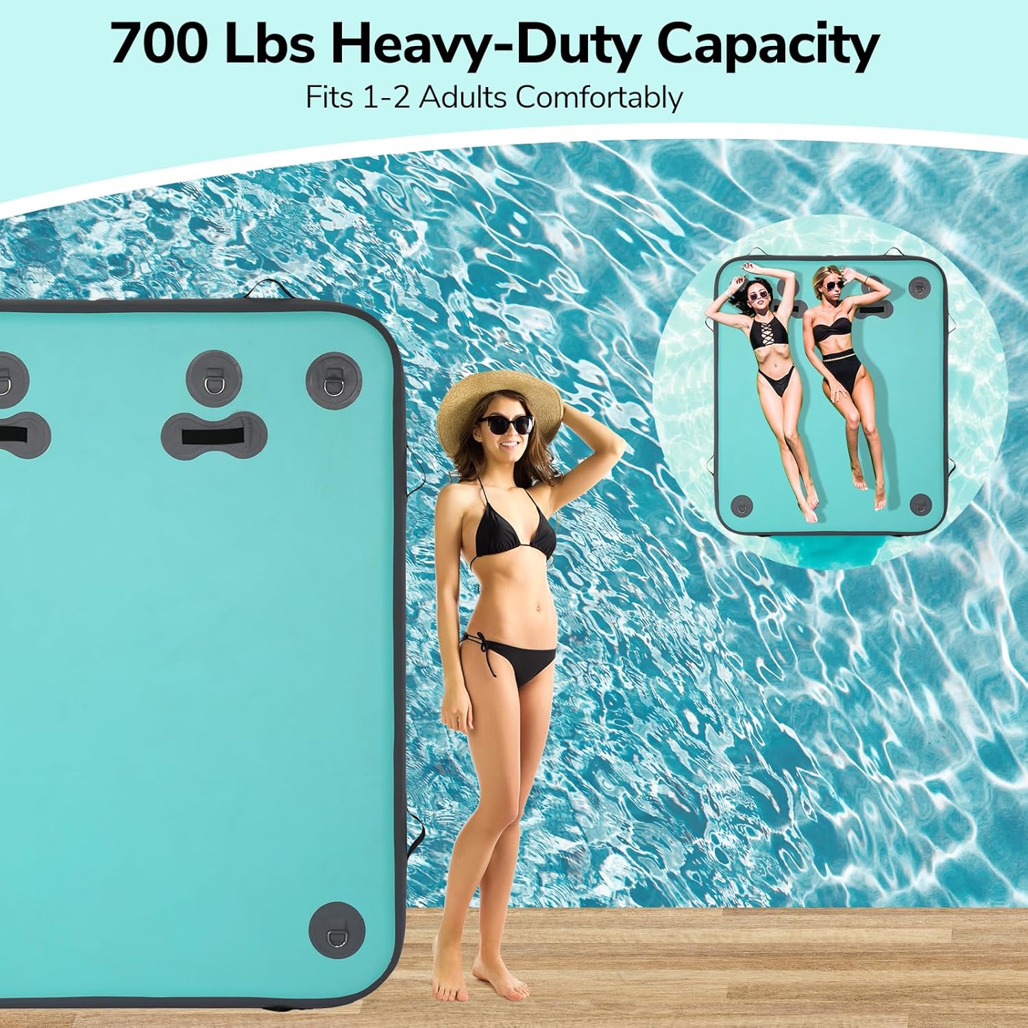 Ktaxon Inflatable Floating Dock, Heavy-Duty Water Inflatable Raft with Pump & Ladder for Pool Lake, Air Platform Float Island Rafts Mat Fits Adults