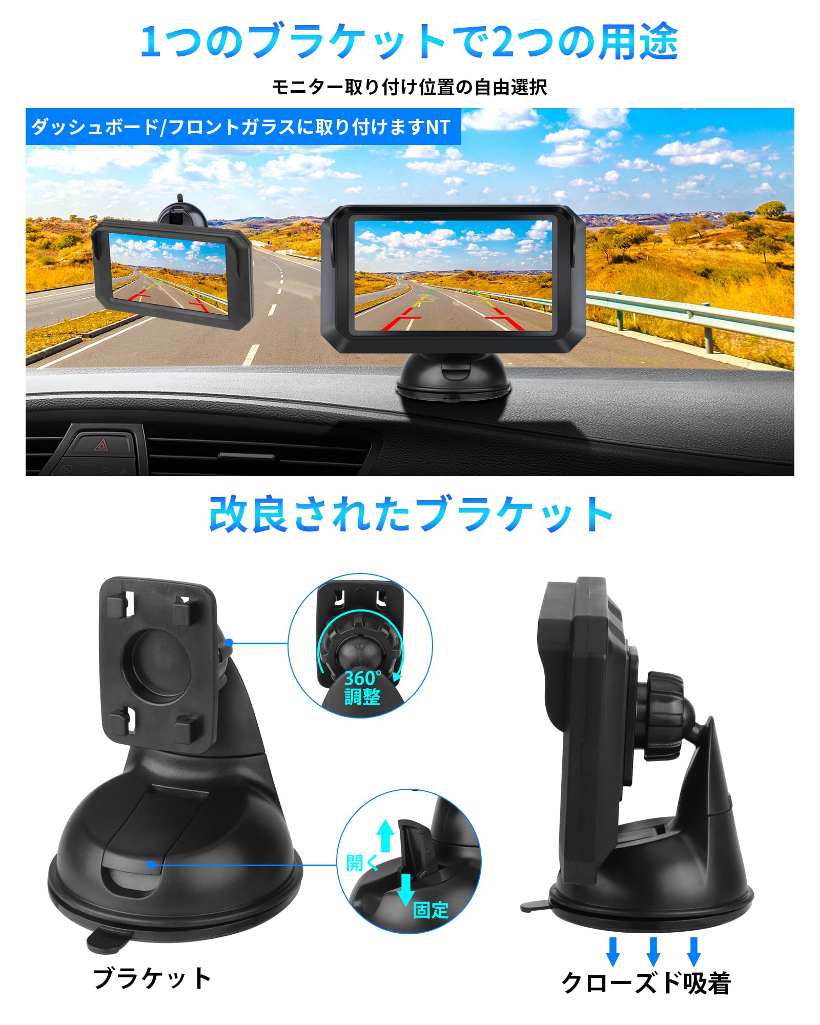 Amazon.co.jp: 【2種類の電源供給設計】バックモニター AHD 1080P 5