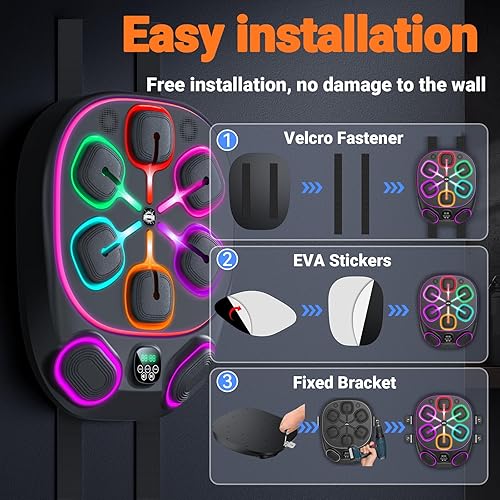 Miniatura 6 de Nuevo modelo de máquina de boxeo de música inteligente para adultos y niños, máquina de entrenamiento con LED electrónico montado en la pared,
