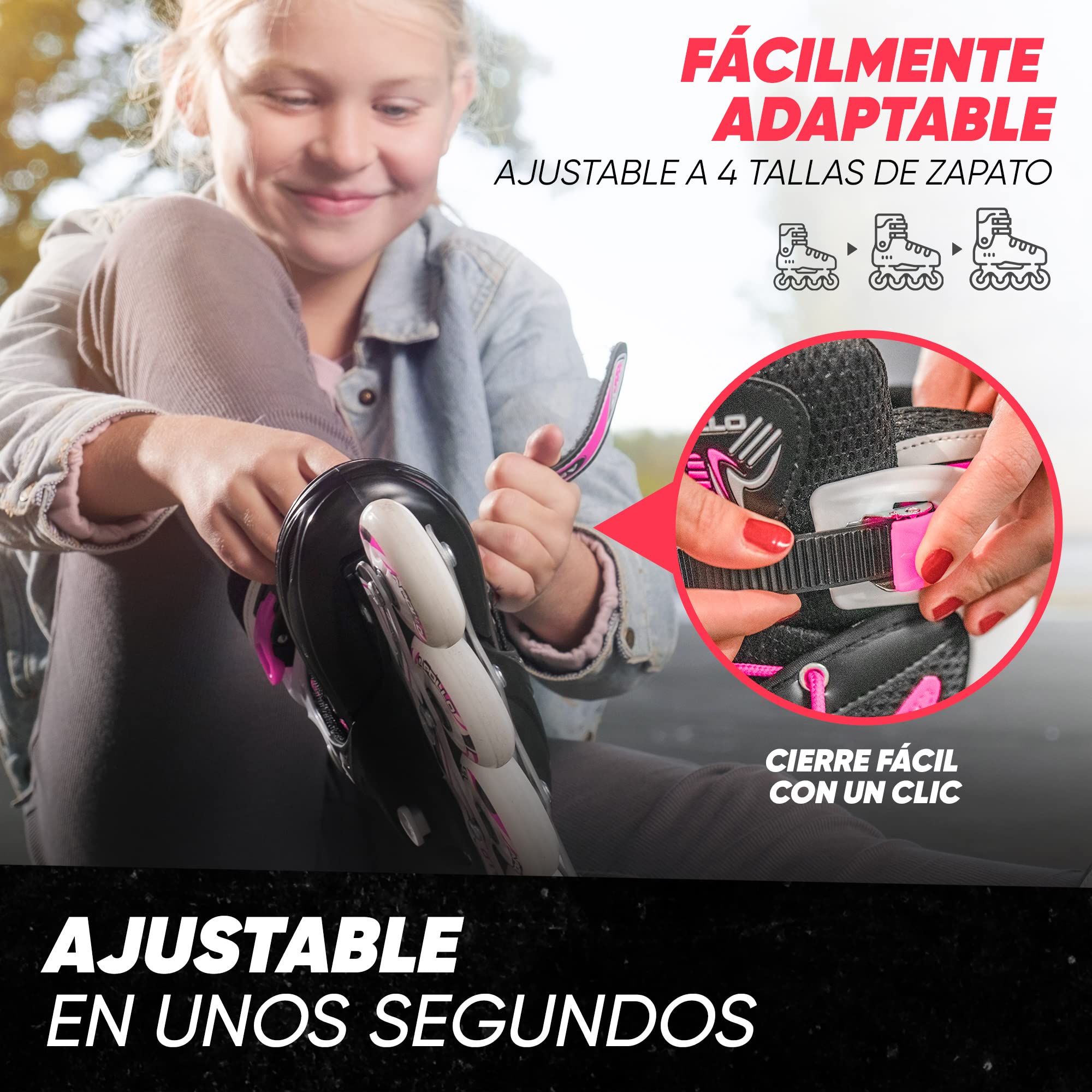 Apollo Patines en Línea Niña y Niño Super Blades X Pro – Patines en Línea Disponibles en Tamaño S, M, L – Patines de Ruedas LED - Cómodos Patines Niña o Niño, Ideales para Principiantes - 3