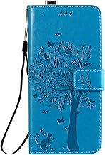 Case Compatible with Xiaomi Redmi K30 Pro [with Tempered Glass], Bookstyle Embossing Pattern Printed PU Leather Flip Case Cover Protective Wallet Cover (Blue)