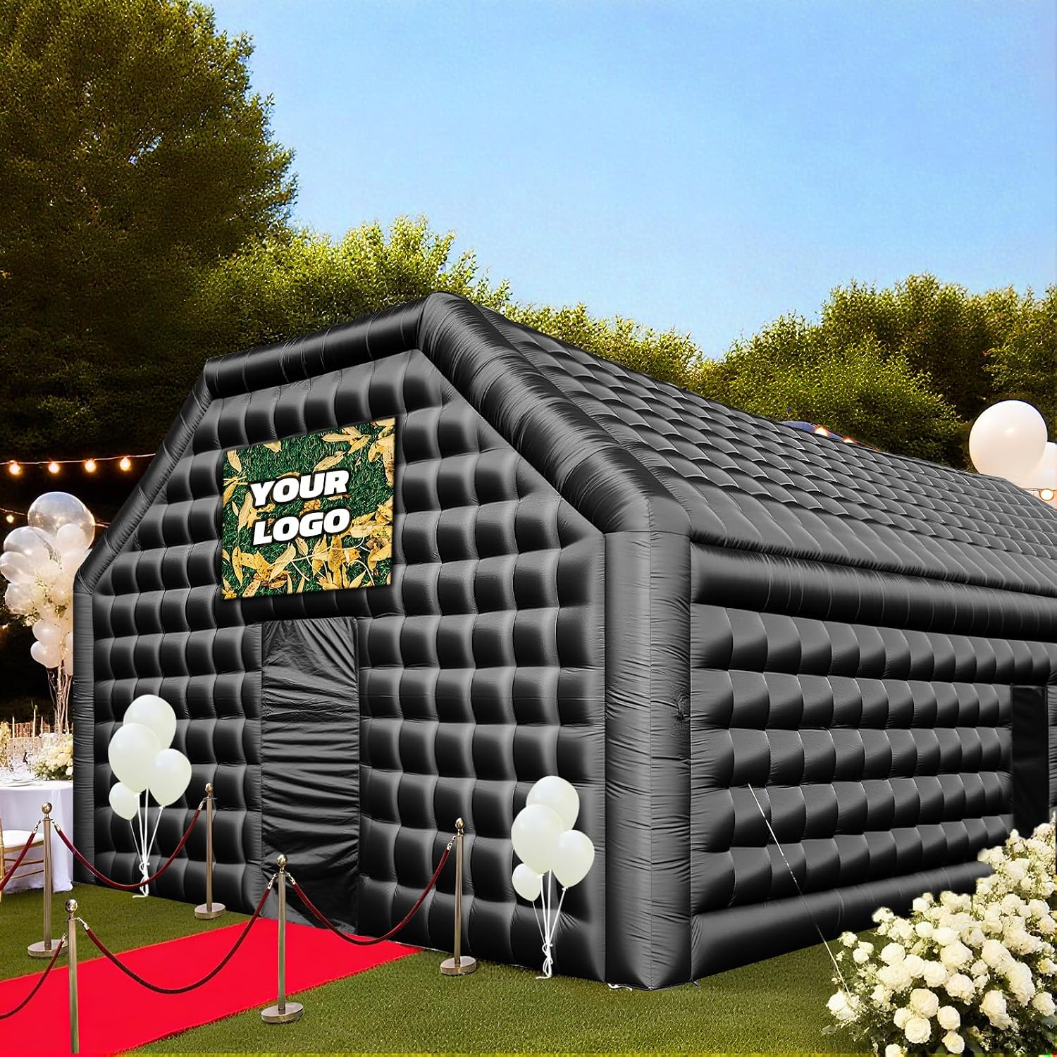 Inflatable Nightclub Tent 30x20x13Ft with Dual 680W Blowers, Large Black Party Tent, Gazebo Event House for Wedding, Backyard Party, Birthday Celebration