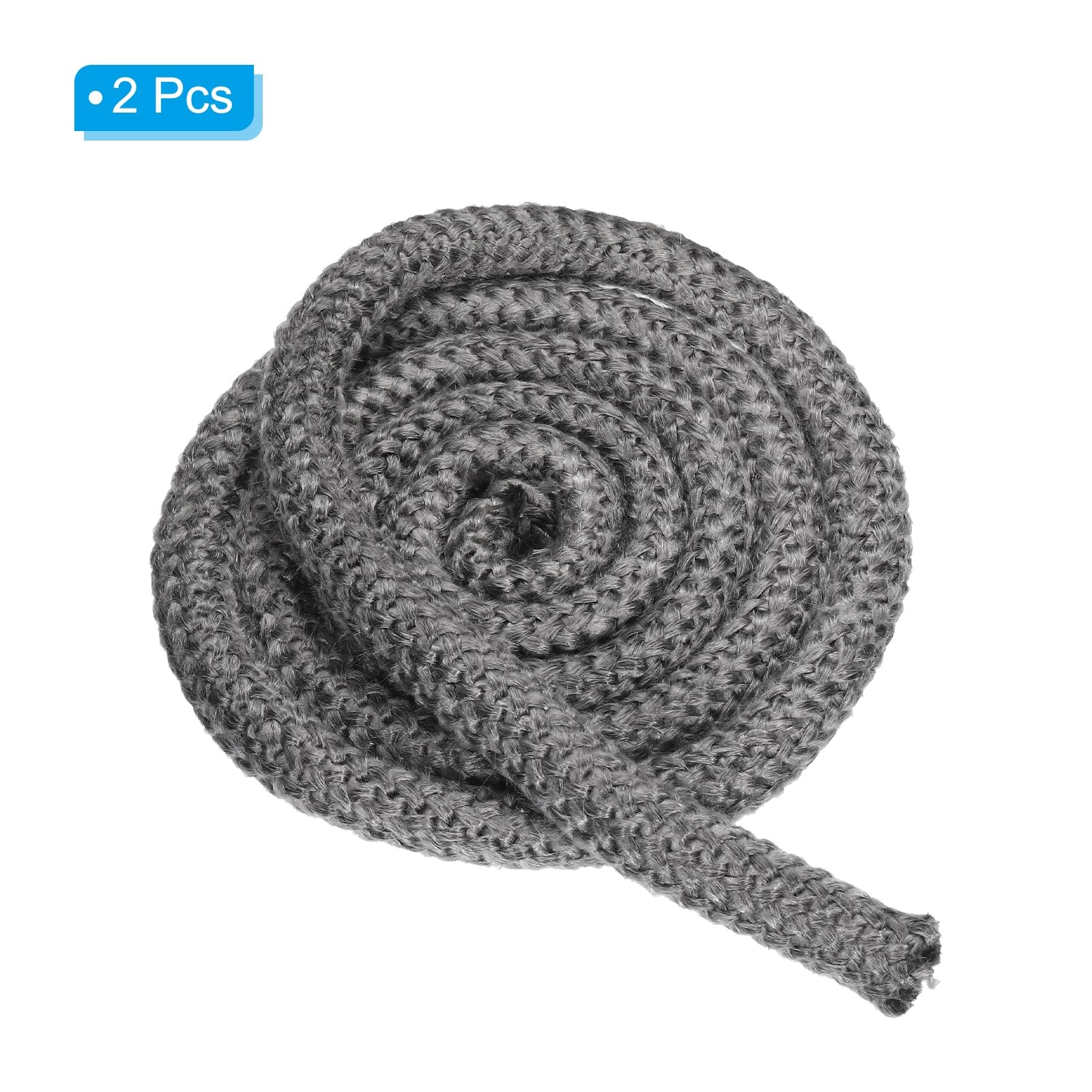 PATIKIL Guarnizione Per Stufa 18mm x 2.5 Metri, 2Pcs Guarnizione Rotonda In Fibre Di Vetro Grafite Resistente Ad Alte Temperature Per Porte Di Stufe E Camini, Nero