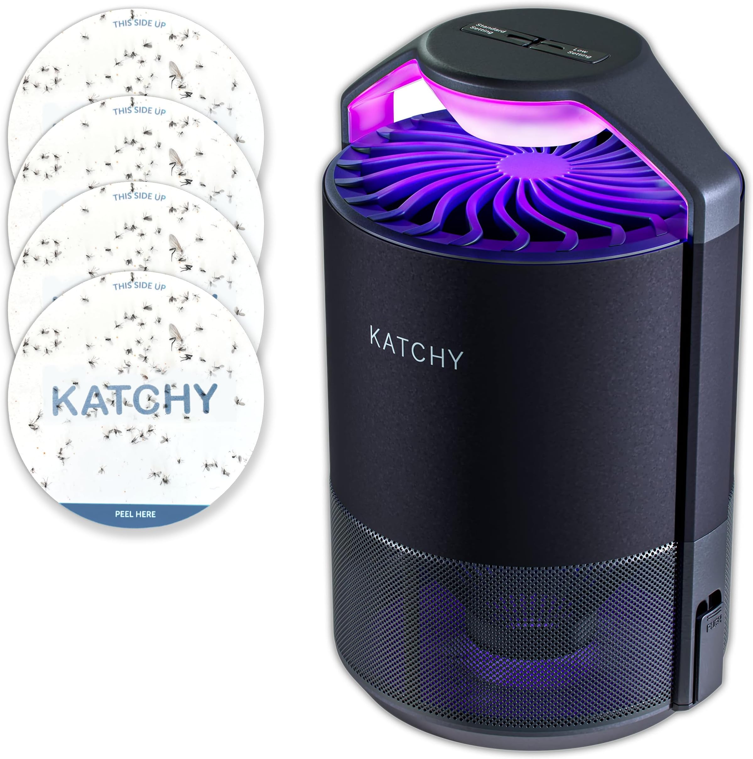 KATCHY Indoor Insect Trap: Bug, Fruit Fly, Gnat, Mosquito Killer - UV Light, Fan, Sticky Glue Boards Trap Even The Tiniest Flying Bugs - No Zapper - Child Safe, Non-Toxic