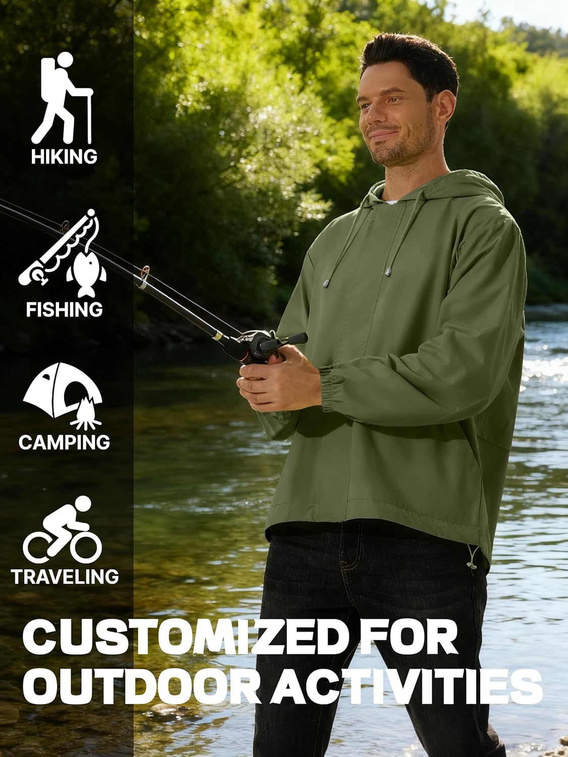 Men's Rain Jacket Waterproof Windbreaker Raincoat Cycling Running Hiking Golf Travel Gear Hood Lightweight Packable - Image 6