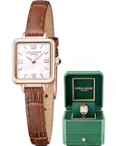 Dainty Watch for Women&colon; Mother of Pearl Dial&comma; Genuine Leather Strap&comma; Wrapped by Stylish Gift Box - Vintage Present for Small Wrists