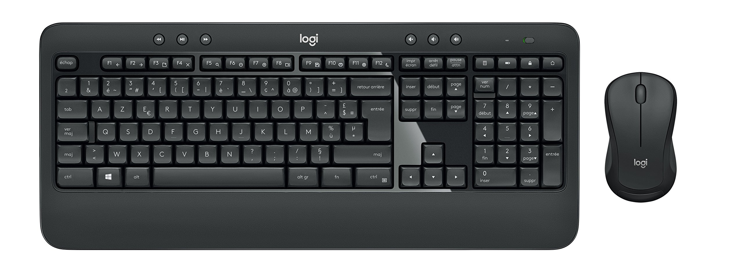 Logitech MK540 Advanced Kabellose Tastatur und Maus Combo für Windows, Belgisches AZERTY-Layout - Schwarz