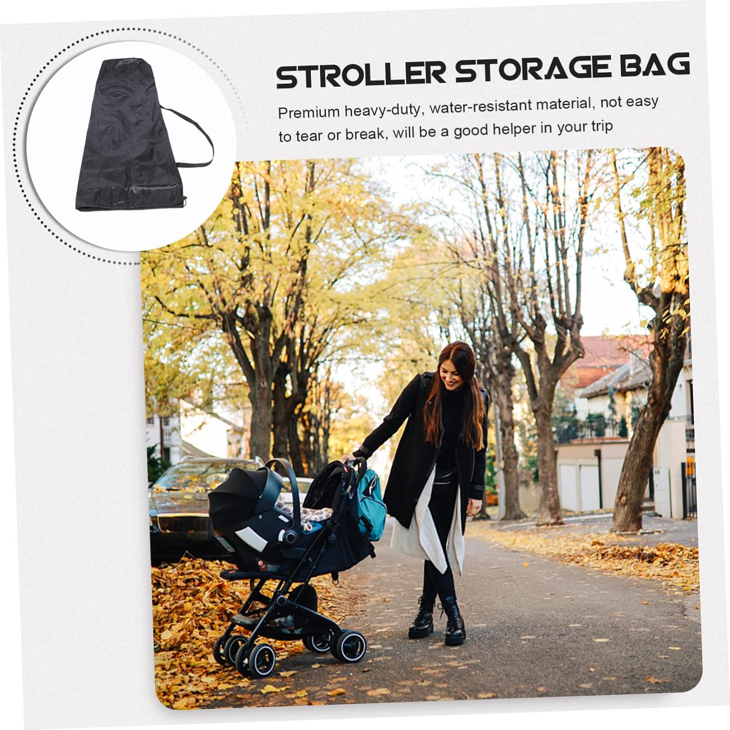 Stroller Travel Bag for Airplane Lightweight Storage Bag with Lockable Drawstring Closure Reinforced Seams and Shoulder Straps for Easy Carrying for Gate Check