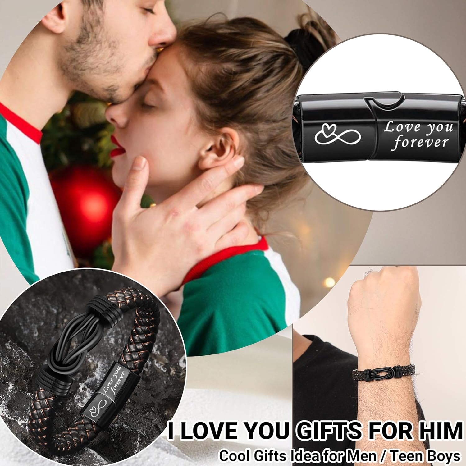 Btysun I Love You Gifts for Him Leather Bracelet for Men Knot Infinity Bracelets Valentines Day Gift for Husband Boyfriend Dad Son Grandson Anniversary Birthday Jewelry Graduation Gifts for Him 2024 - Image 6