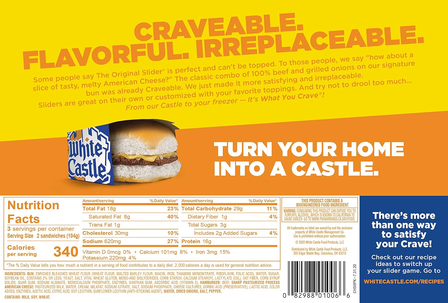 White Castle, Sliders, Beef Cheeseburger, 11 Oz, 6 Count