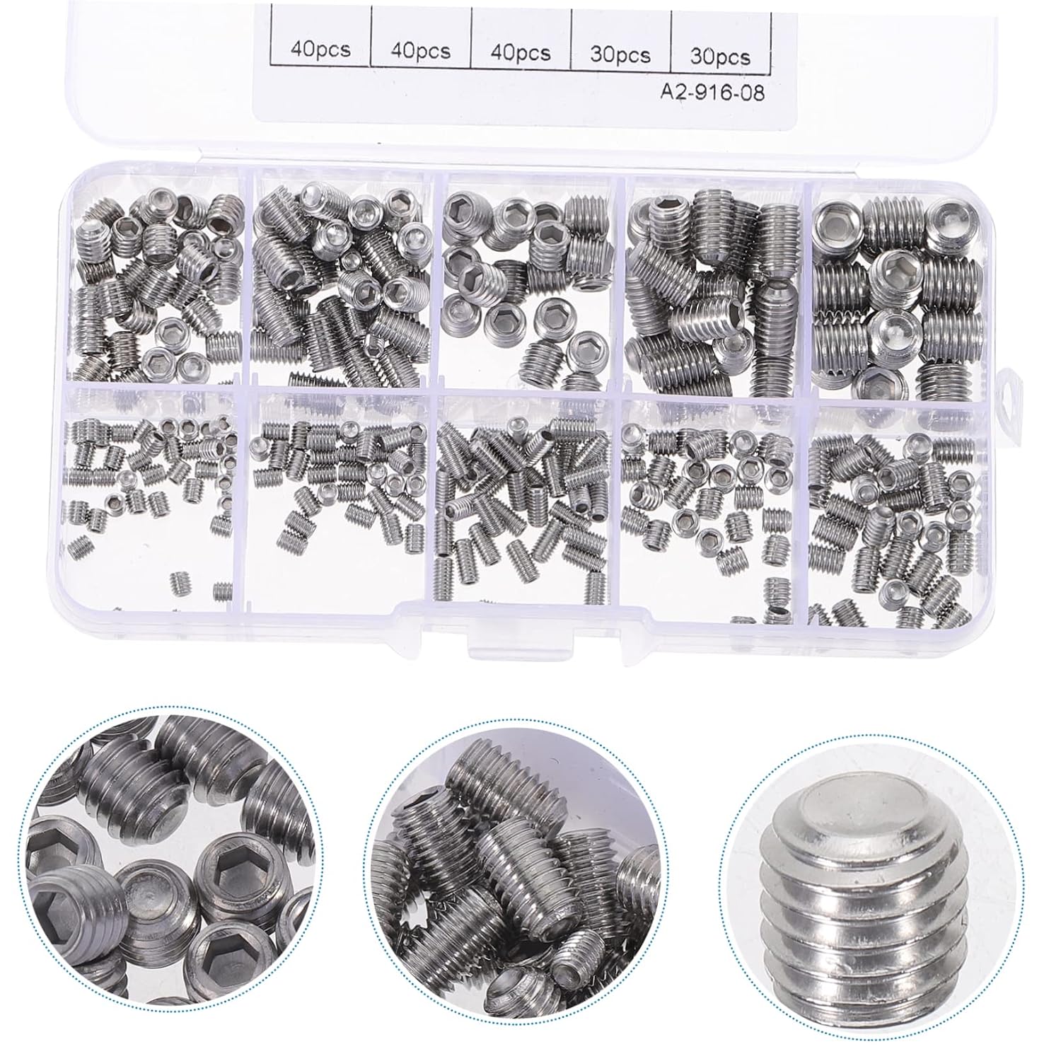 CHILDWEET Assorted Set Screws Kit Metric Grub Screws Stainless Steel Socket Assortment