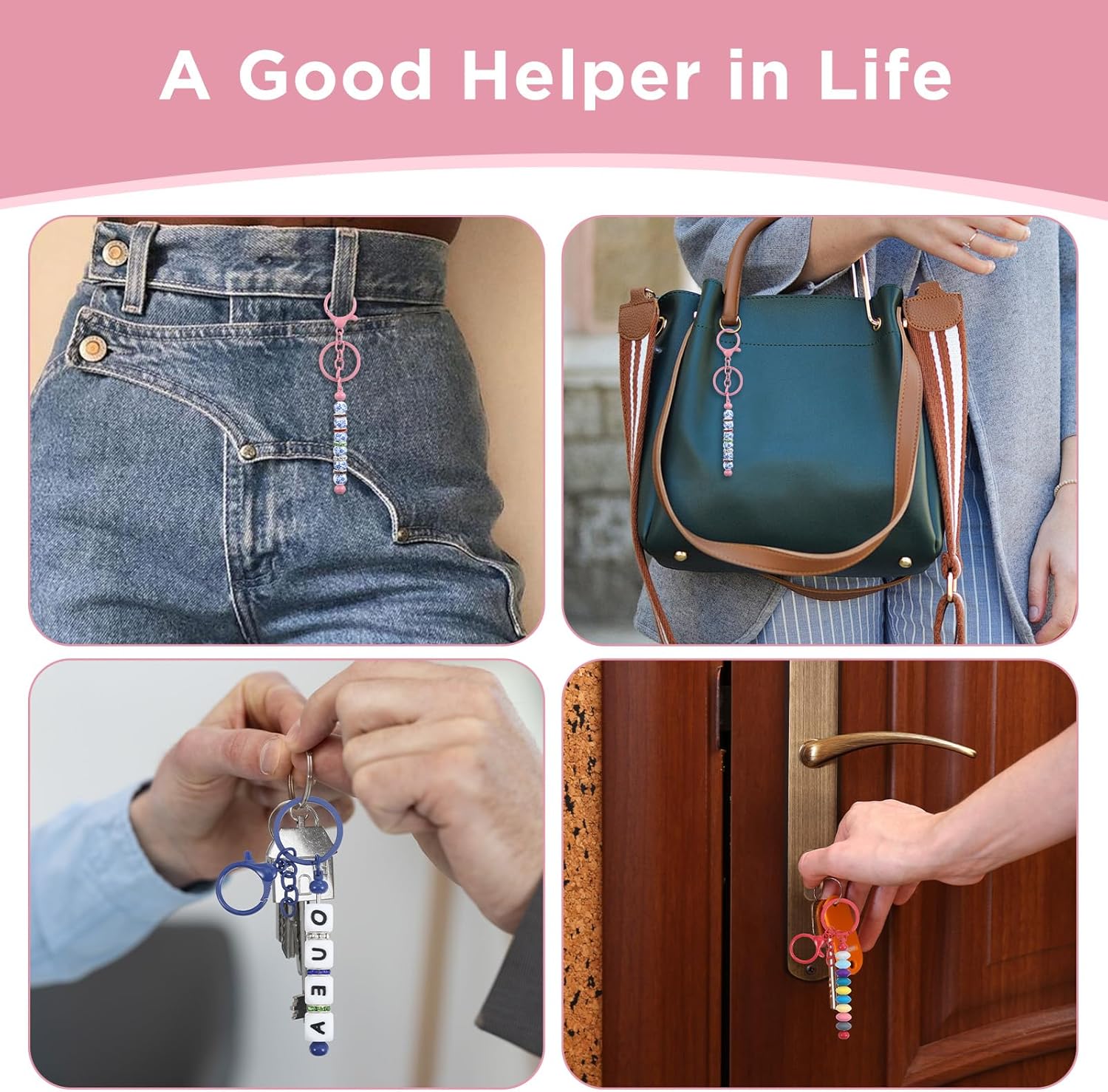 50 Pcs Beadable Keychains - 10 Colors Blank Beaded Keychain, Bead Keychains Making Bulk Kit Accessories, Beadable Keychain Bars for DIY Crafts, Jewelry and Bag Charms - Image 5