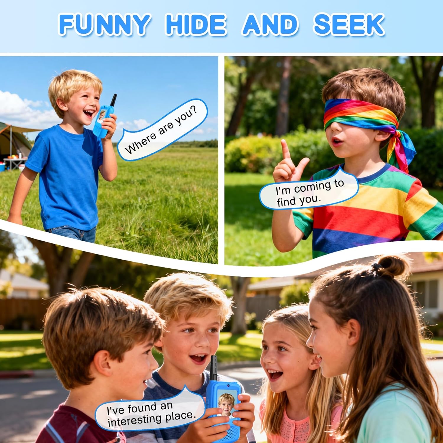 Video Walkie Talkies for Kids, 2 Pack Rechargeable Video Kids Walkies Talkies with Voice Changer, Long Range 2 Way Radios Toys for Outdoor Adventure Camping Hiking Birthday for Boys Girls Ages 3-12