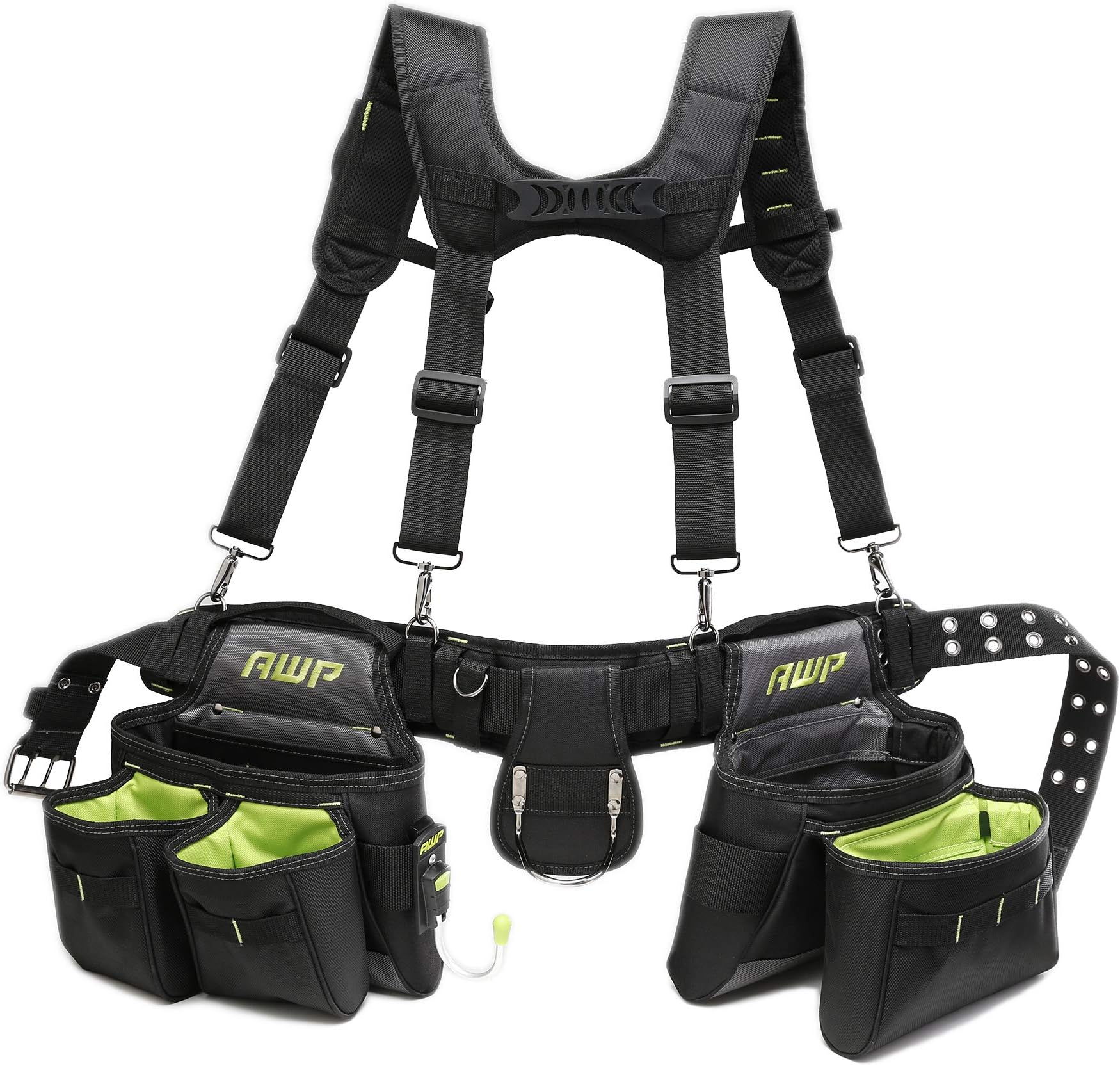 Trapjaw General Construction Polyester Tool Rig | TrapJaw Tool Rig with Suspenders,Black, Green