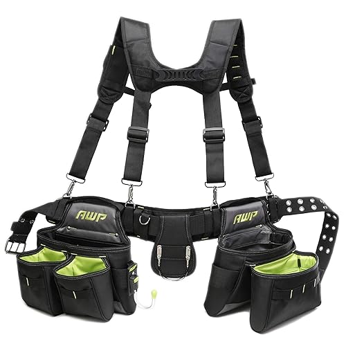 AWP Tool Belt Tool Rig, Durable Premium Utility Belt Organizer for Men & Women, Utility Work, Electrician, Mechanic