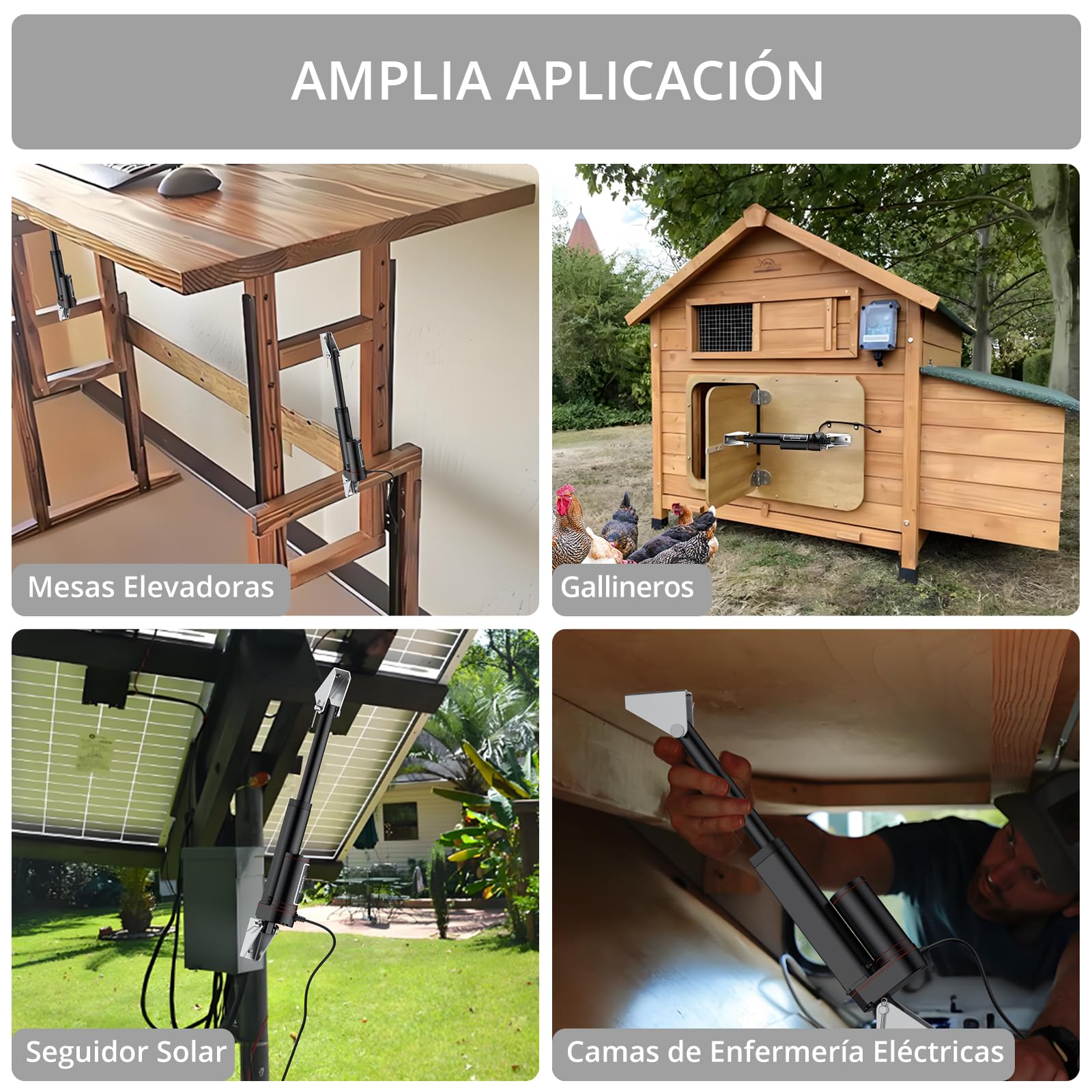 Justech Actuador Lineal 1000N 100mm 12V IP65 Aleación de Aluminio