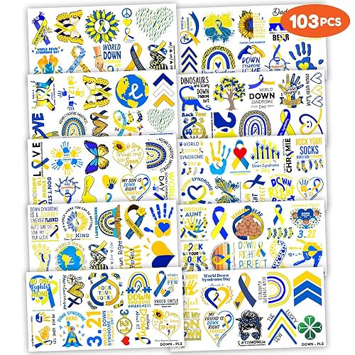 Miniatura 3 de 103 calcomanías divertidas de concientización sobre el síndrome de Down temporales, decoraciones de fiesta temática, suministros de decoración,