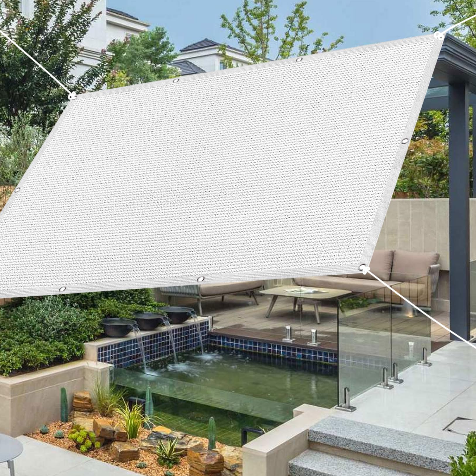 Voile d'ombrage anti accumulation d'eau 1.6 x 2.8 m blanc perméable pour balcon