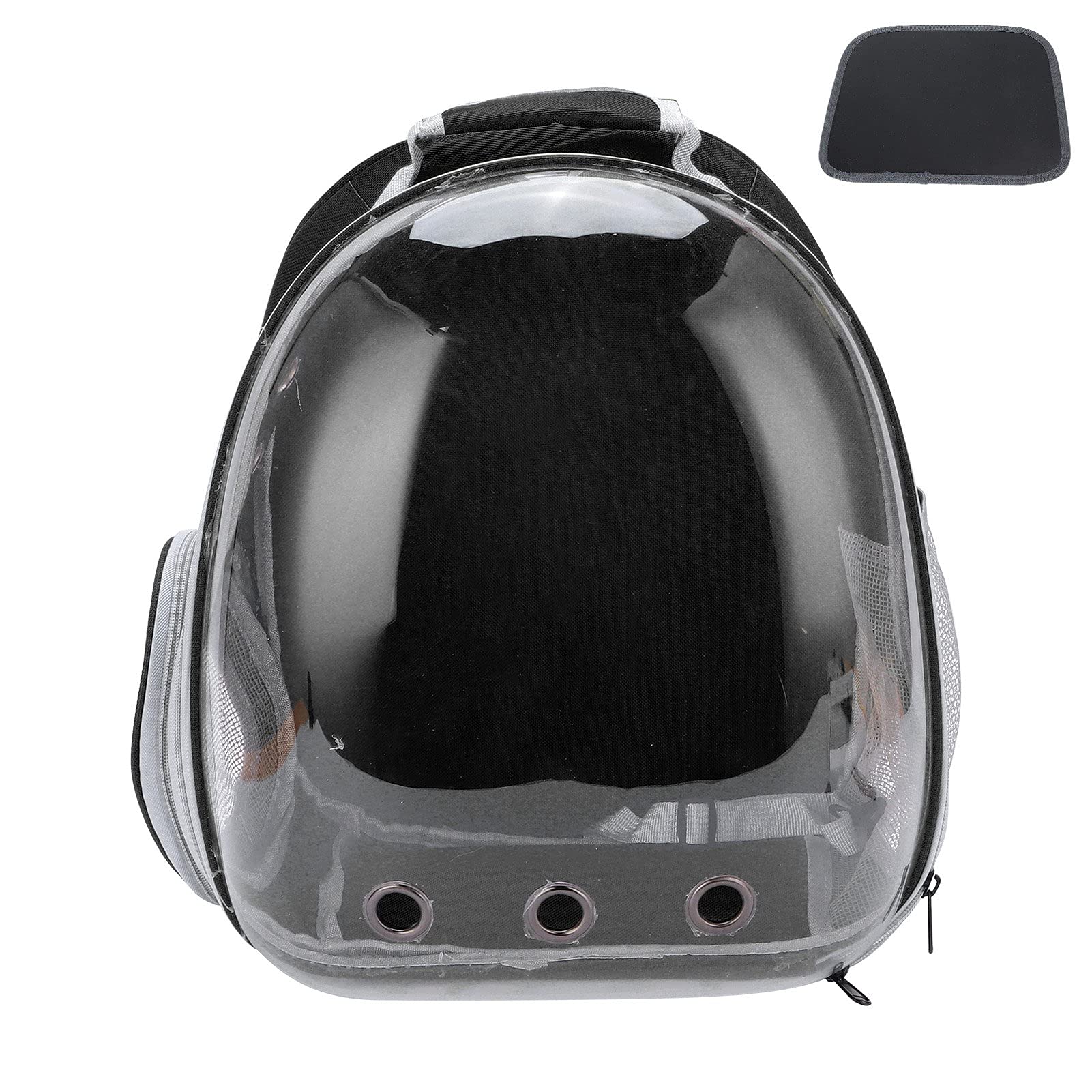 EMUKOEP Zaino Trasparente a per Gatti per Animali Domestici con Ampi Fori di Ventilazione e Tracolla Che Assorbe il Sudore per un Facile Trasporto (Versione aggiornata nera)