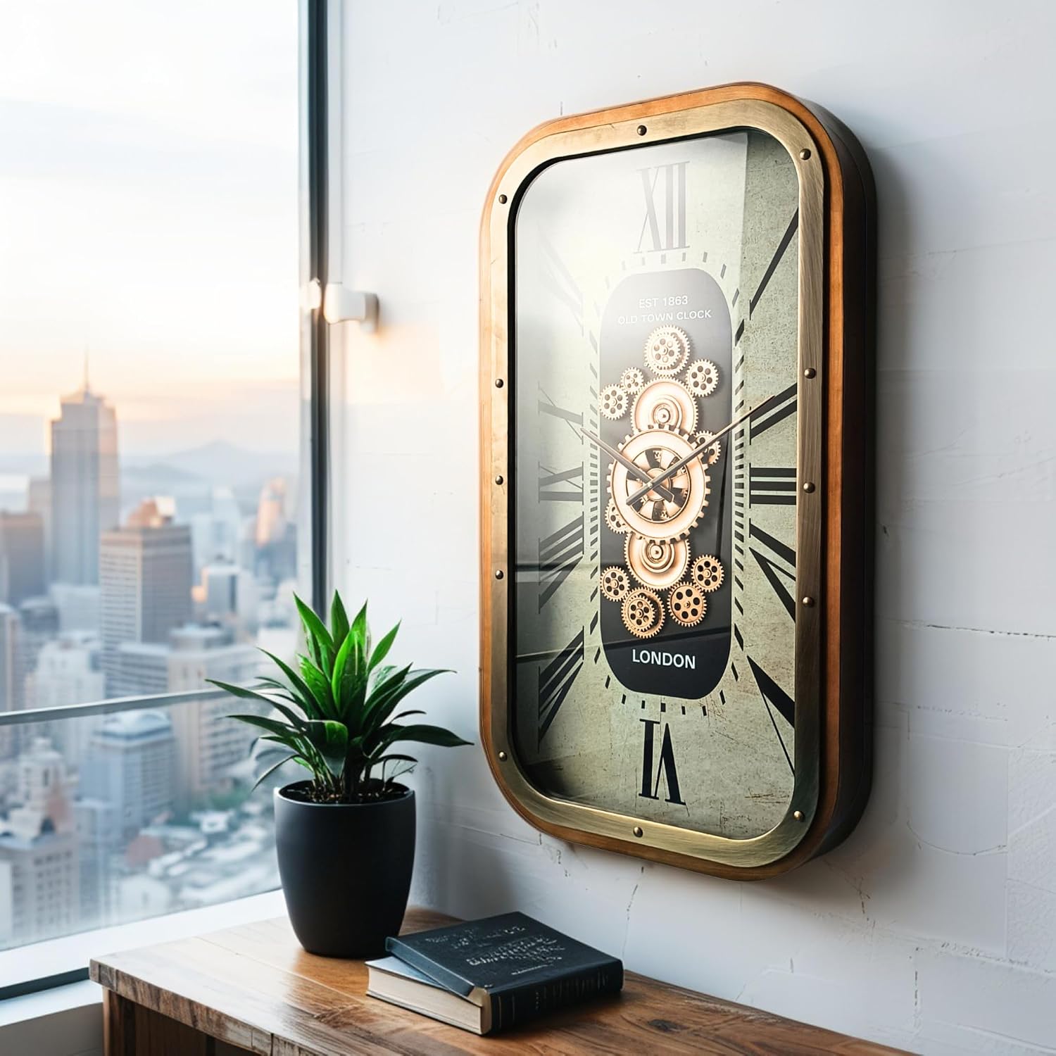 Amazon.com: THE GEARS CLOCK 36X20'' Real Moving Gear Wall Clock ...
