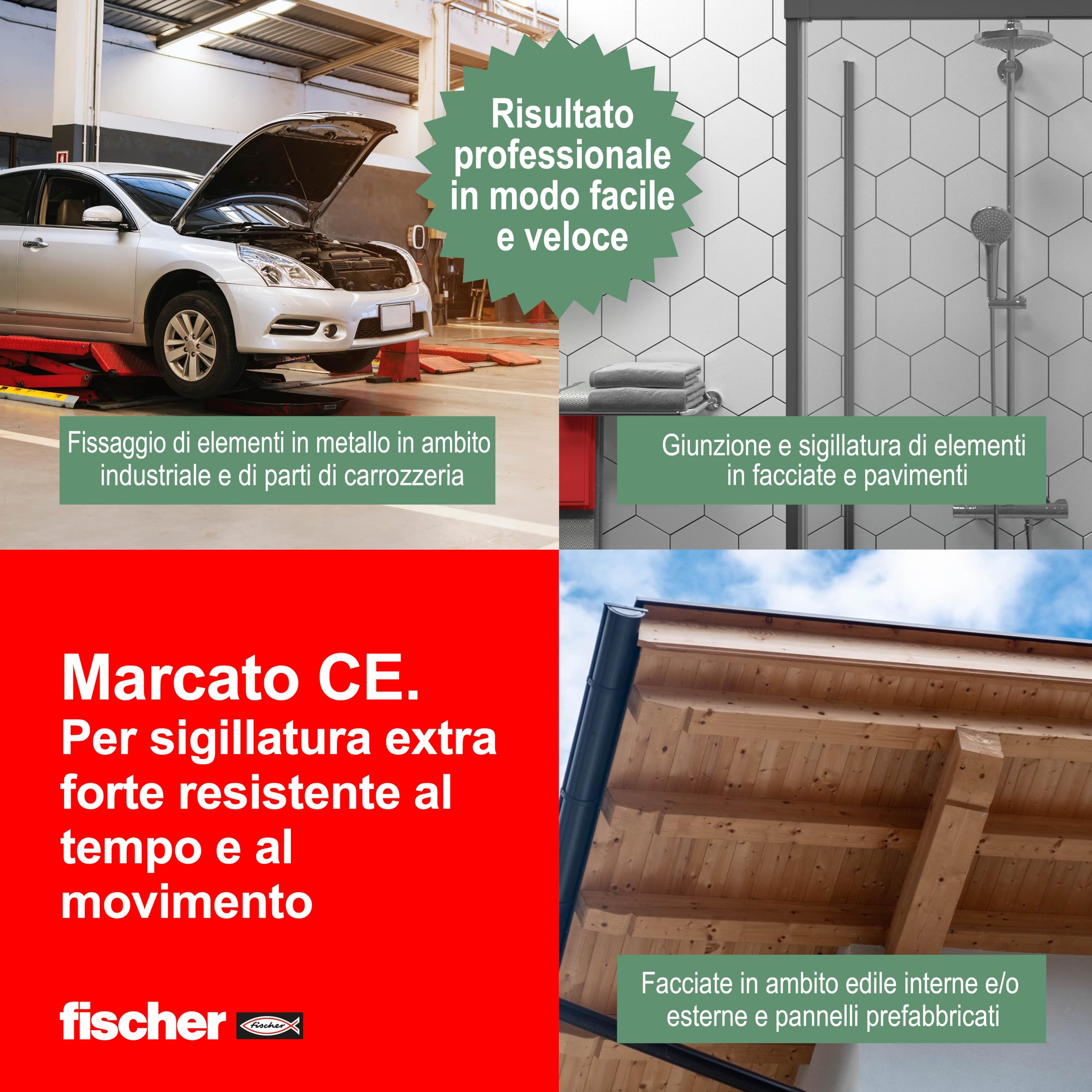 Fischer KD ULTRA 60 Bianco, Adesivo Polimerico Sigillante, Colla MS Extra Forte Resistente agli Agenti Atmosferici, per Giunzioni Resistenti nel Tempo Soggette a Movimento, per Esterni e Interni