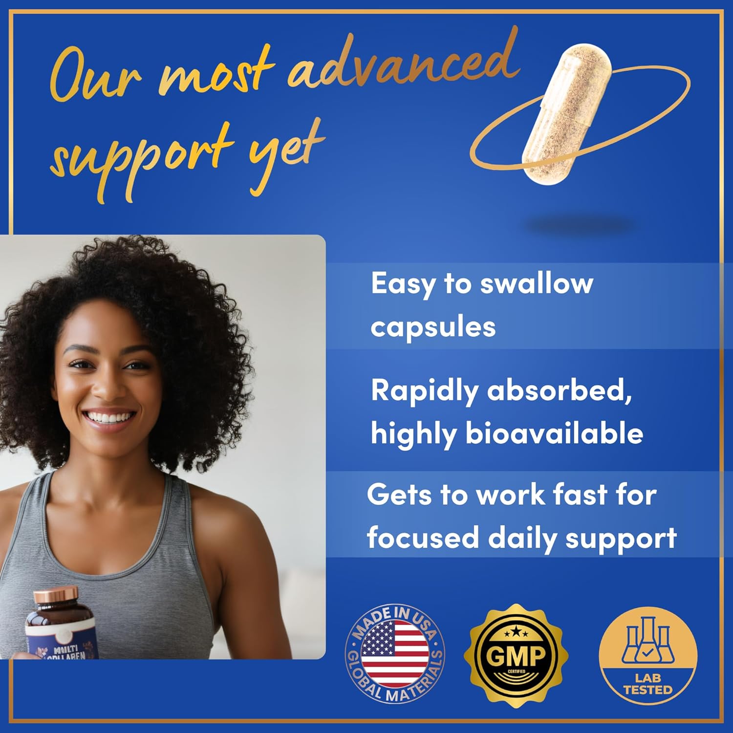 Thermogenic Multi Collagen Burn Capsules - Hydrolyzed Multi Collagen Complex Types I, II, III, V, X, Marine Collagen, Hyaluronic Acid - Beauty and Anti-Aging Supplement for Women and Men - 180 Pills