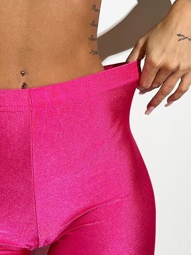 Miniatura 3 de Leggings brillantes para mujer, estilo vintage de los años 8090, verde neón, rosa, naranja, azul, violeta, negro, ropa para rave y discoteca