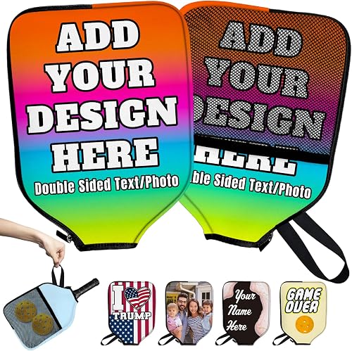 Funda personalizada para remo de pickleball con diseño de texto…