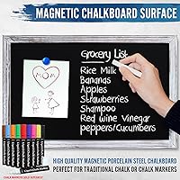 Vista 5 de HBCY Creations Pizarra de tiza de pared con marco de madera maciza blanqueada de 11" x 17", superficie magnética, decoración para el hogar, menús