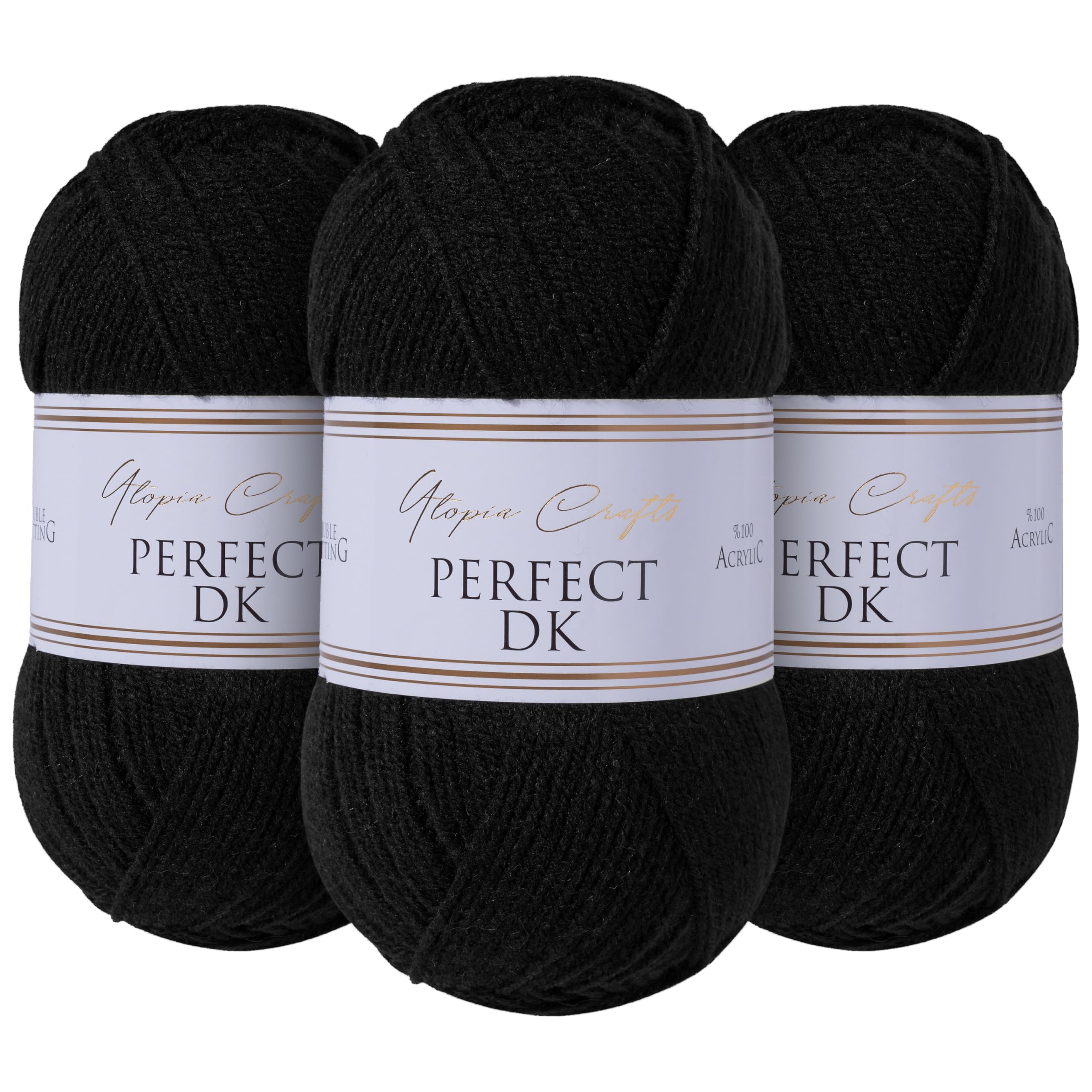 Utopia Crafts DK Double Knitting Yarn 3X 100g (Black)