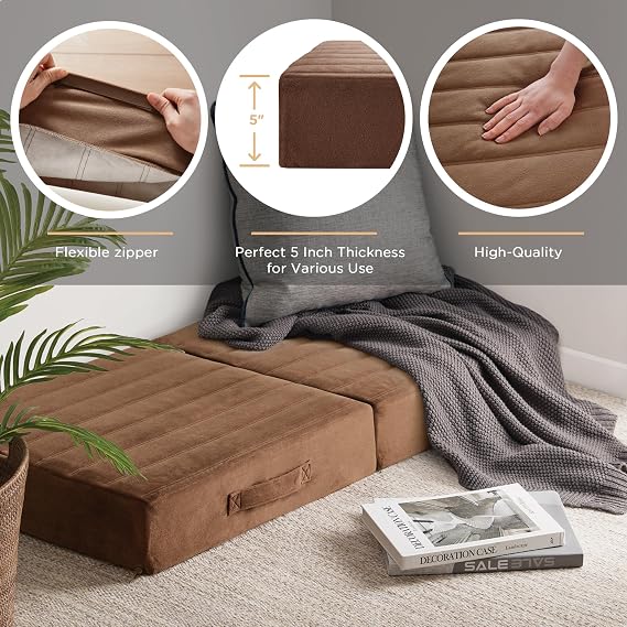 Codi Floor Pillow for Adult, Large Meditation Cushion, 22225 Inch Coffee