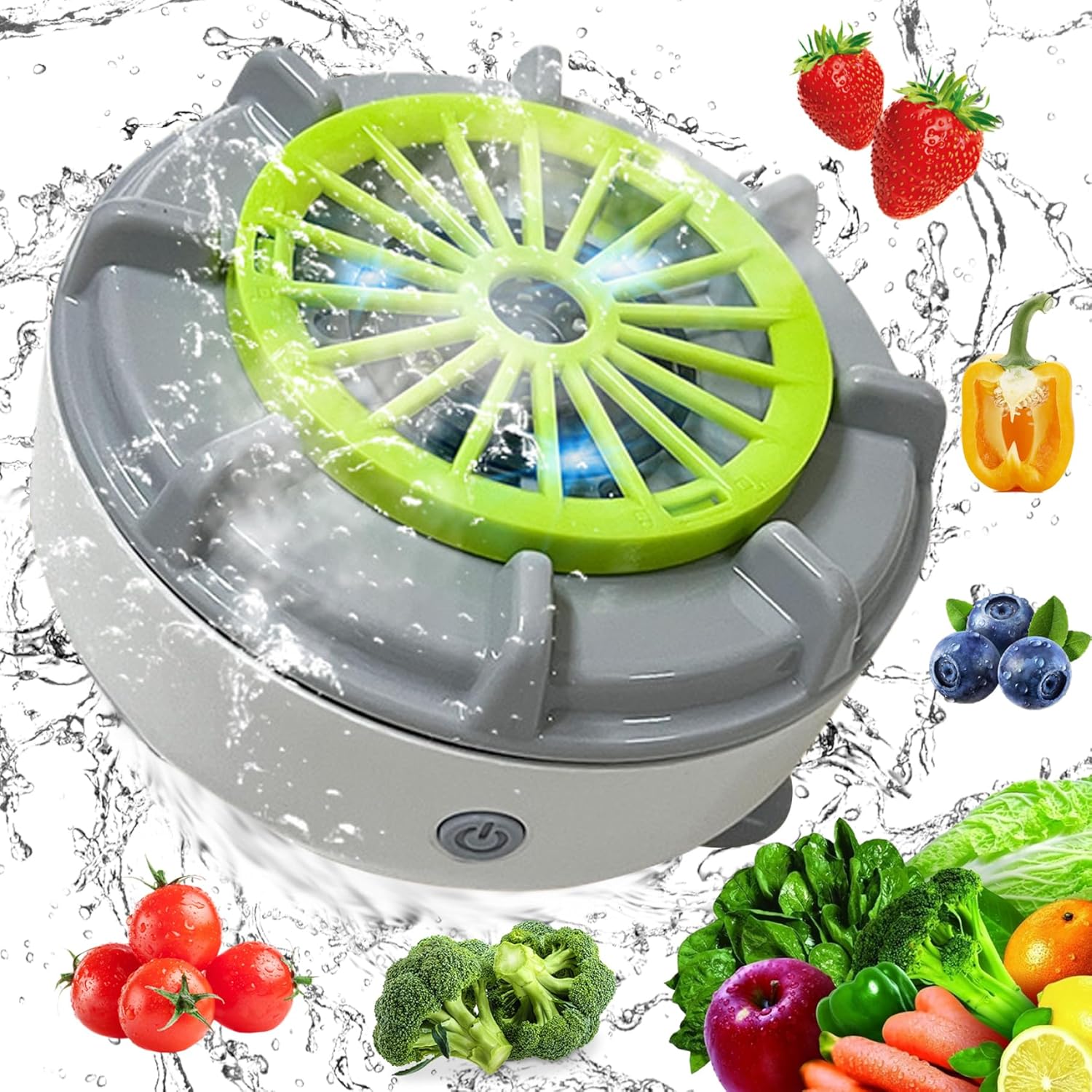 Fruit and Vegetable Washing Machine, Waterproof Fruit Cleaner Device with Suction Cup Veggie Wash Fruit Wash Vegetable Washer Rechargeable Fruit Washer with Oh-Ion Purification Technology