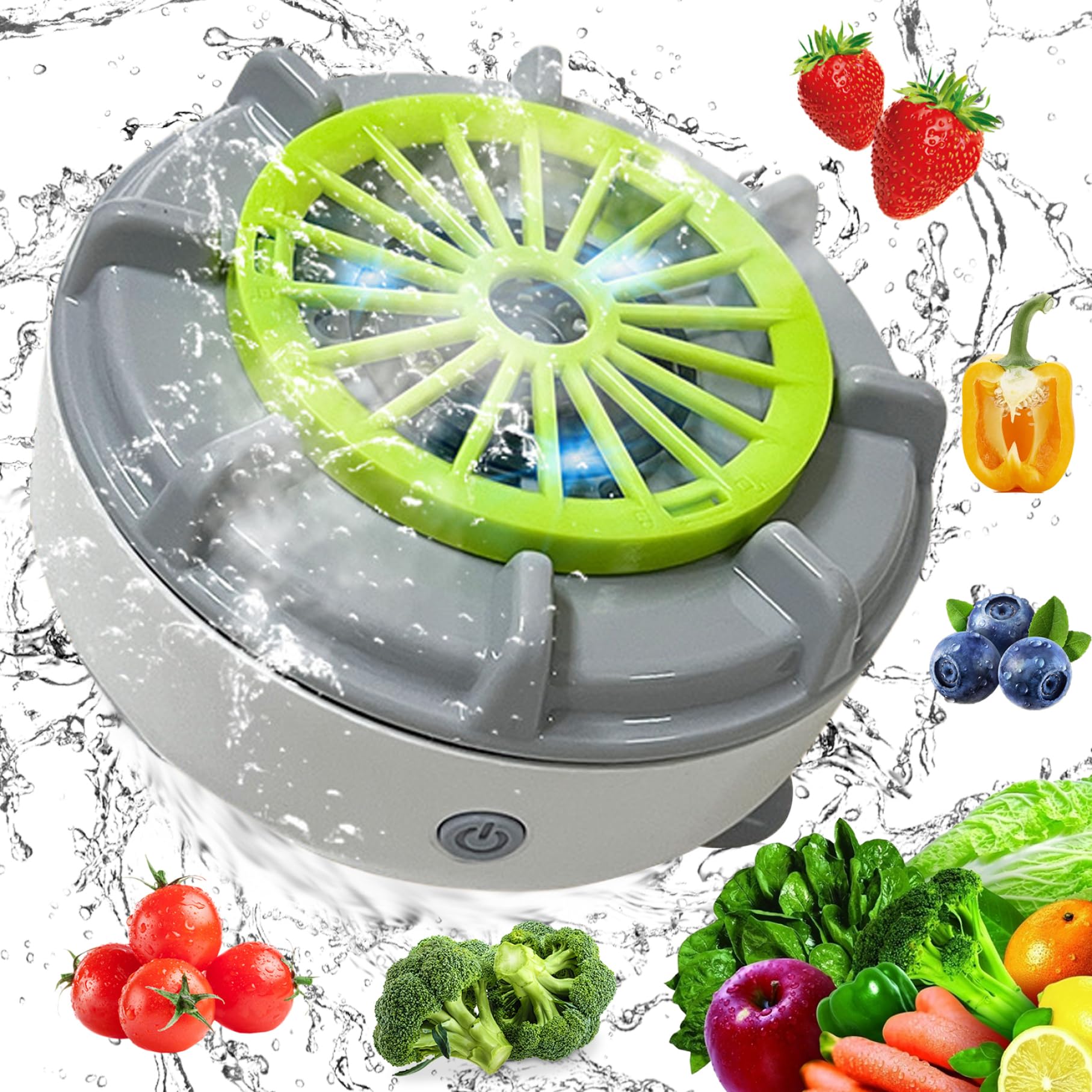 Xoeryoy Fruit and Vegetable Washing Machine, Waterproof Fruit Cleaner Device with Suction Cup, Rechargeable Washer with Oh-Ion Purification Technology