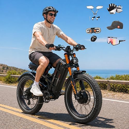 eAhora 2026 Romeo Pro 3 50MPH Electric Bike for Adults 5600W Dual Motor E Bike 60V/80Ah 250 Miles Long Range Electric Bicycle,26 * 4.0 Fat Tire Full Suspension Electric Mountain Bike Delivery Commute