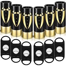 Yoption 12 Pack Groomsmen Gifts Set, 6 Pcs Gauge Shot Glasses and 6 Pcs Stainless Steel Cutter for Best Groomsmen Gift Wedding Proposal Favors