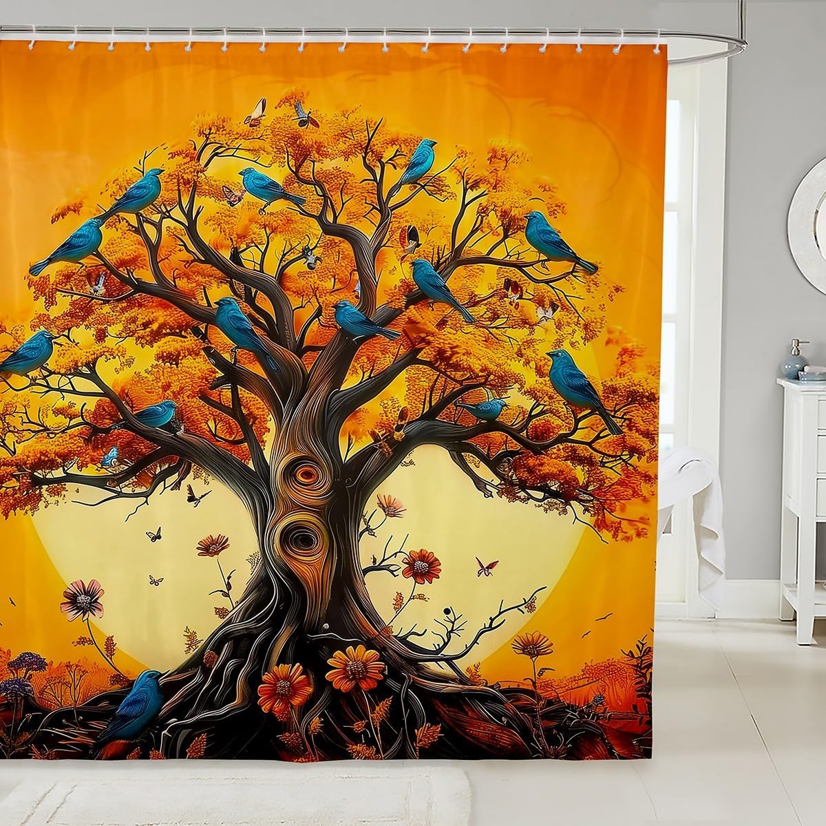 Erosebridal White Tiger Shower Curtain 3D Wild Animal Tiger Bath Curtain for Boys Girls Cool Tiger Bathroom Decor Wildlife Print Waterproof Curtain Western Farmhouse Curtain,72" W x 78" L