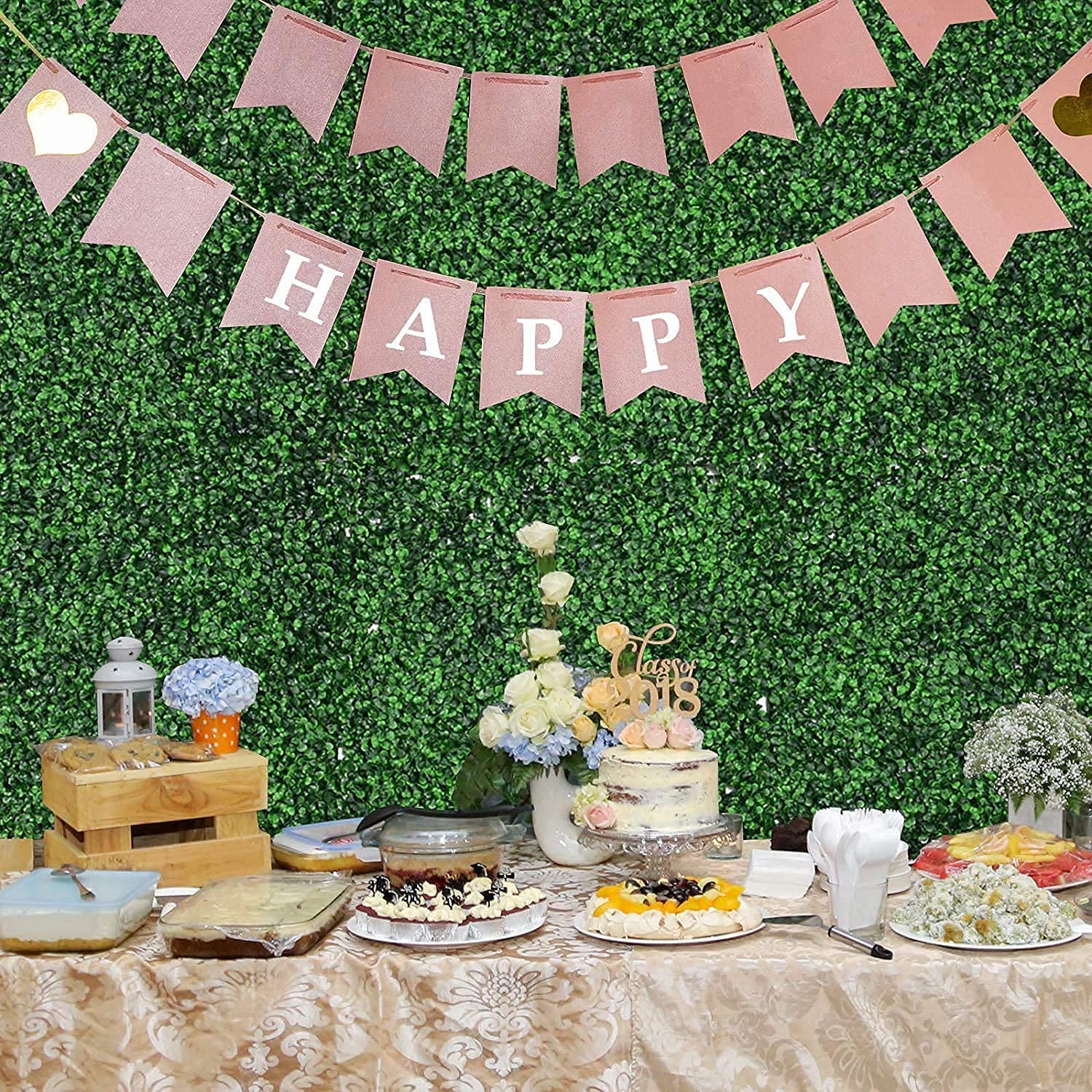 Grass Wall Panel 12 Pack 24” x 16” Artificial Boxwood Privacy Hedge Panels Grass Backdrop Greenery Wall UV Protected Privacy Hedge Screen for Backyard Outdoor Wedding Decor (Artificial Milan Leaves)