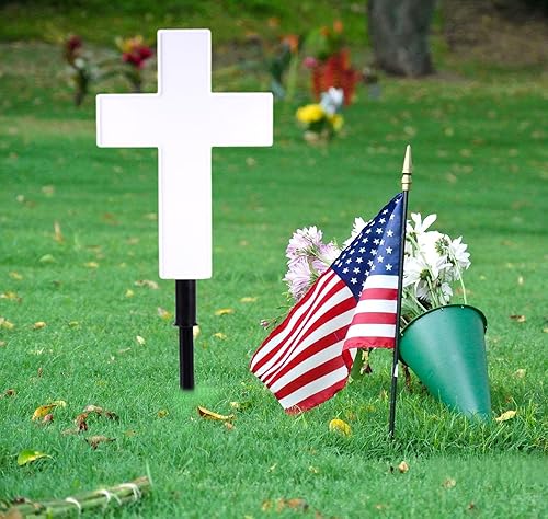 Miniatura 4 de Ragyzity Estaca de cruz solar para jardín, luces para exteriores, cruz solar para cementerio, estaca de luces cruzadas alimentadas por energía