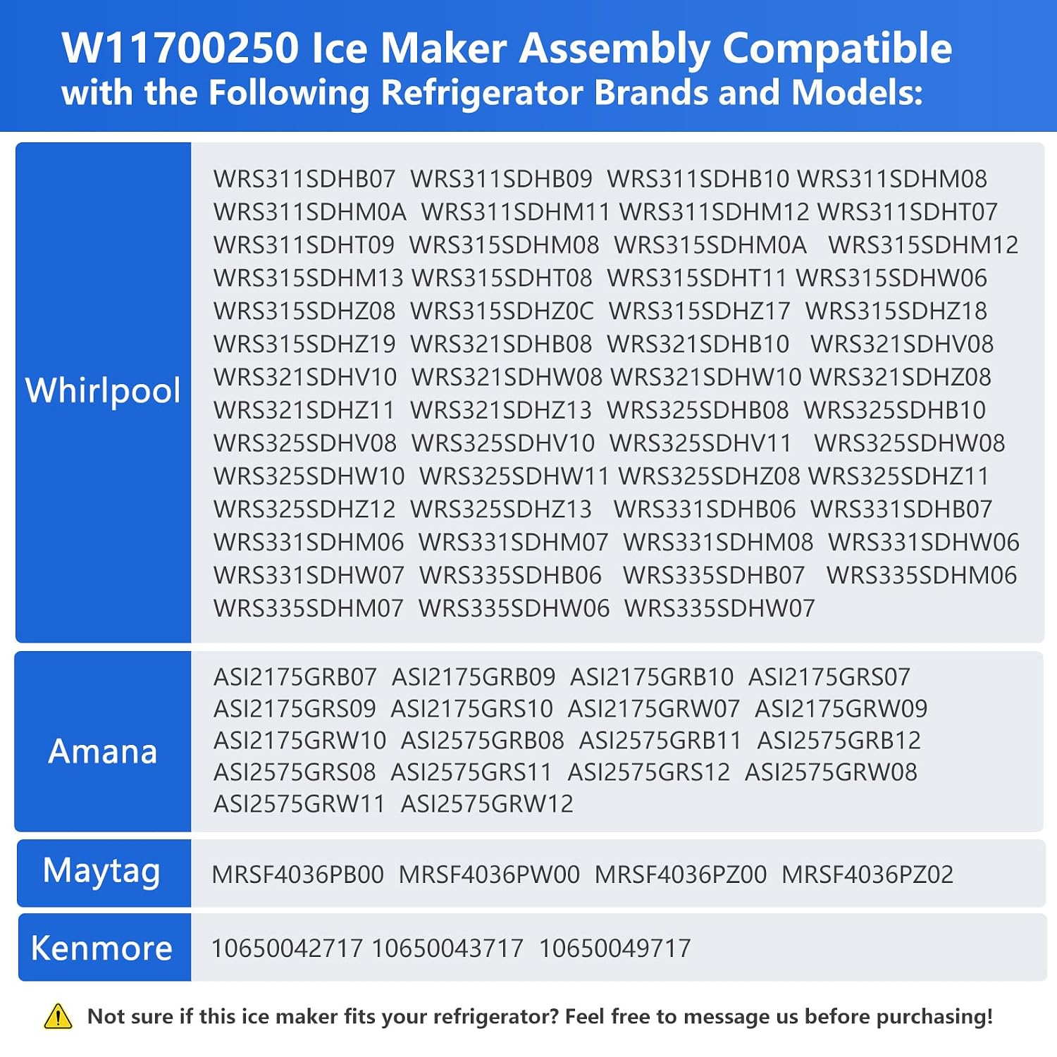 W11700250 Refrigerator Ice Maker Replacement, Replaces W11546935, W11633658, W11359448, W11546737, Fits Whirlpool Maytag Amana Kenmore Refrigerators, Restores Reliable Ice Production