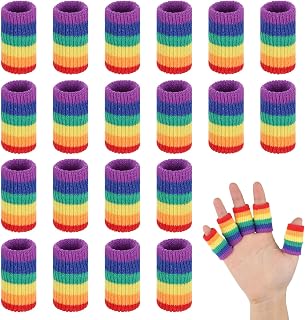 20 PCS Finger Compression Sleeves Support, Crochet Finger Guard Finger Covers, Finger Sleeve Protectors Cots Thumb Brace for Trigger Finger Arthritis Swelling Basketball Sport, Writing