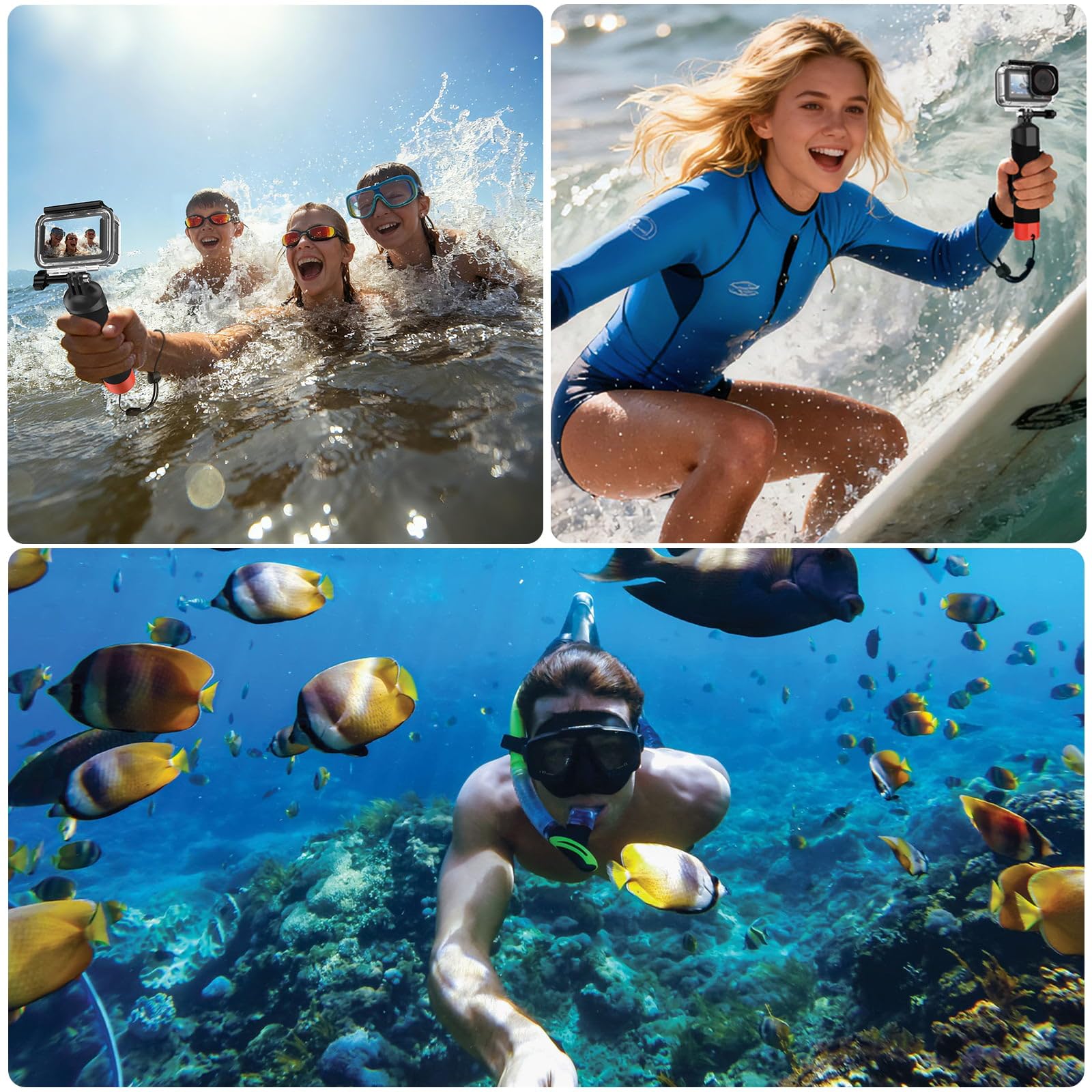 DJI Osmo Action 5 Pro/4/3 Wasserdichtes Gehäuse + Schwimmer Handgriff Floating Stick Unterwasser Zubehör Set