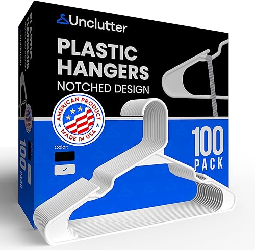 Perchas para ropa 100 unidades  Perchas de plástico paquete de 100  Perchas para ropa para abrigos, camisas y pantalones  Perchas duraderas (100