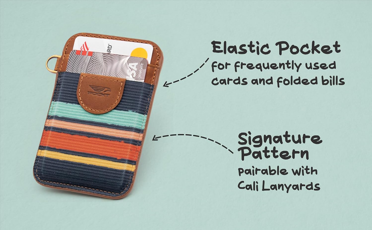 POCKT Slim Card Holder Wallet + Wrist Lanyard for Keys Bundle for Women | Cali