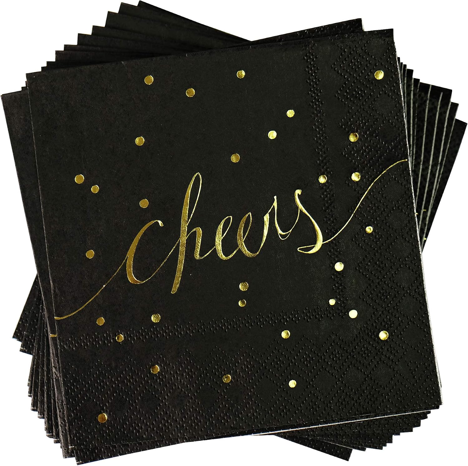 White and Gold Cocktail Napkins - Pack of 50 Disposable Bar Napkins - Wedding Baby Shower Birthday Graduation Dessert - 3 Ply - By Simple-Glee