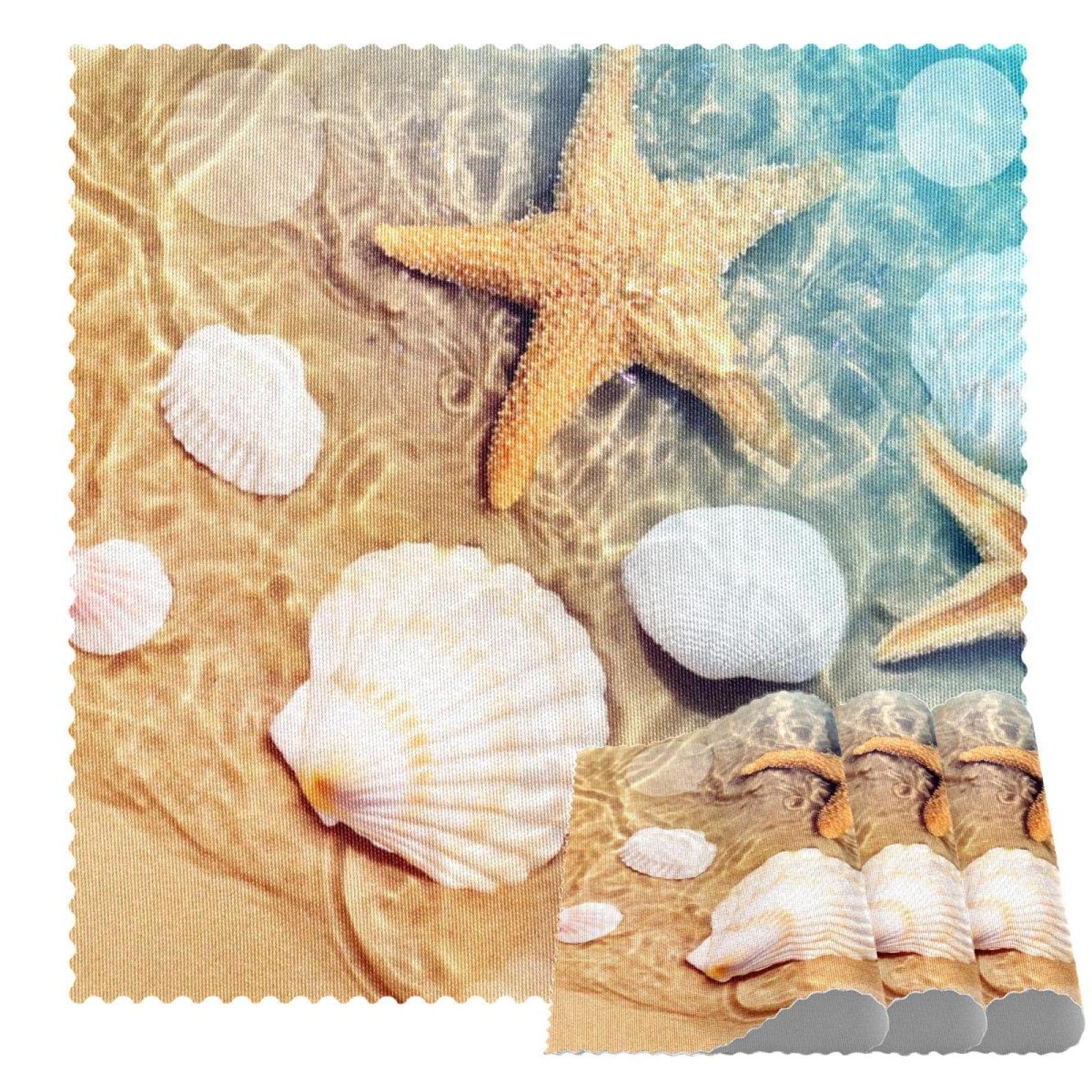 Sets de table de qualité supérieure motif étoile de mer lot de 4 pièces carrées