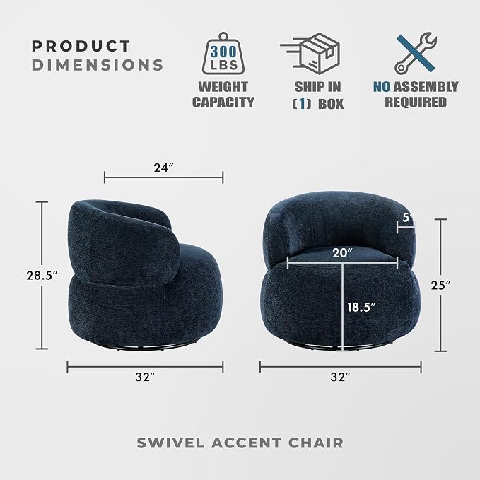 Sillón Moderno de Acabado en Chenille Azul Sin Ensamblar miniatura 2