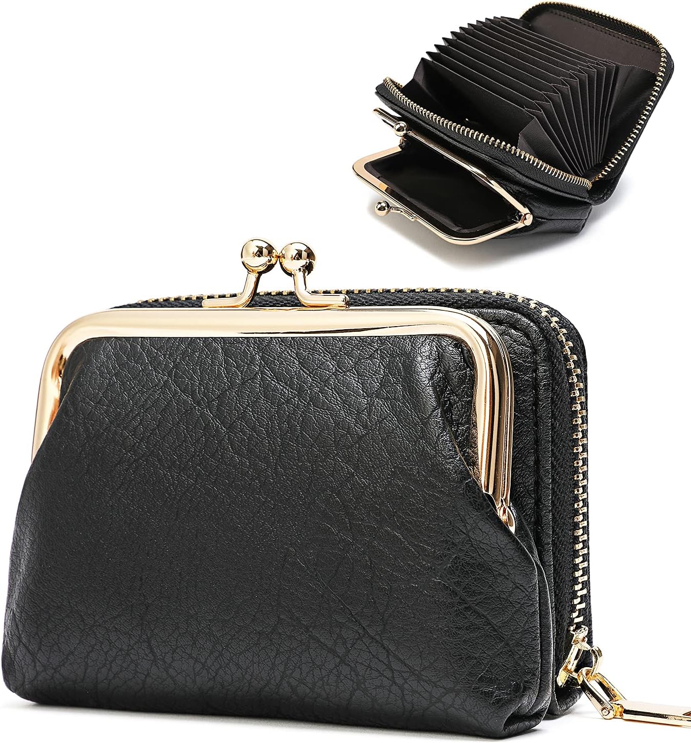 2 in 1 Change Purse Wallet,Credit Card Holder with Cion Purse for Women,Cute Pouch for Gril with Zipper Clasp