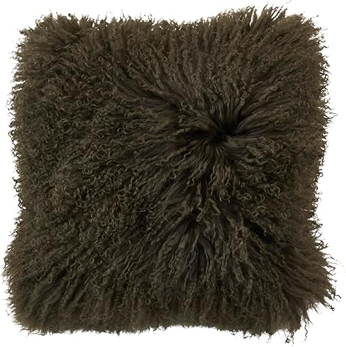 Vista 66 de SARO LIFESTYLE Almohada de lana de cordero mongol 100% con relleno de poliéster, 20 pulgadas, gris