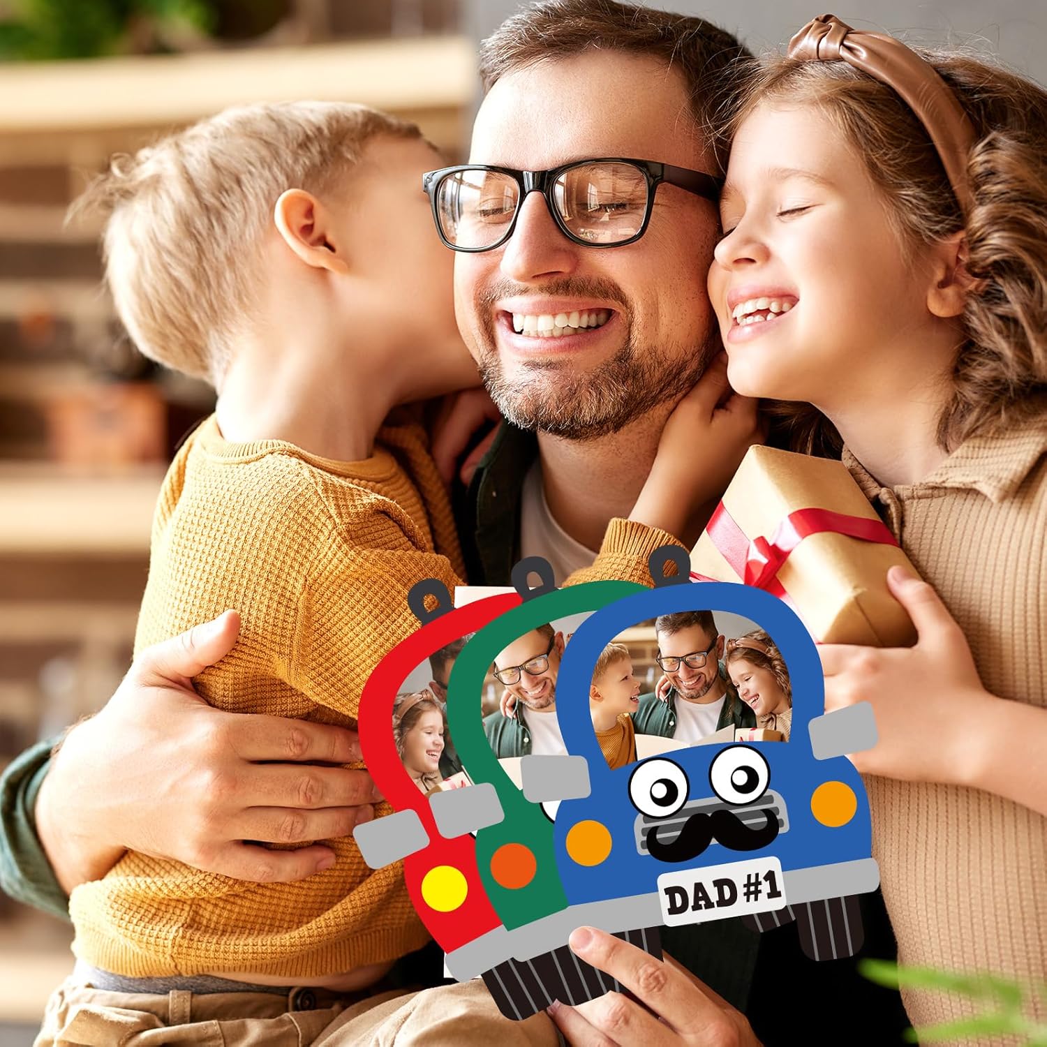 Cinrobiye 24 Set Fathers Day DIY Craft Kits Father’s Day Picture Frame Craft Kit Best Dad Paper Photo Frame Crafts for Happy Dad Day Gifts Home School Classroom Activities